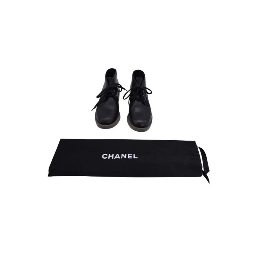 Reposhing - CHANEL Black Ankle Boots with Gold Accents - Picture 8 of 8